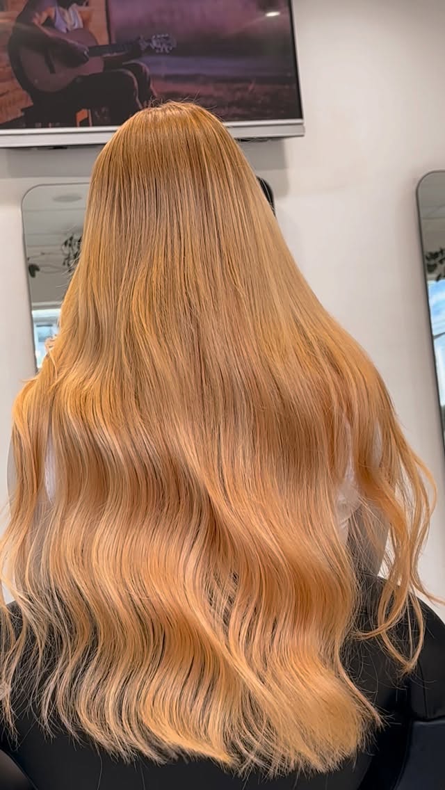 Warmes Blond mit traumhafter Länge in der Rückansicht